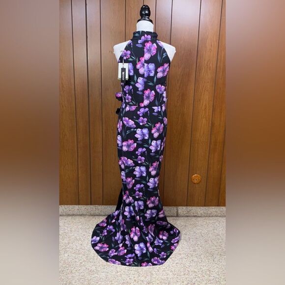 Chiara Boni La Petite Robe Draped High-Neck Floral Gown size 16 - Picture 7 of 14